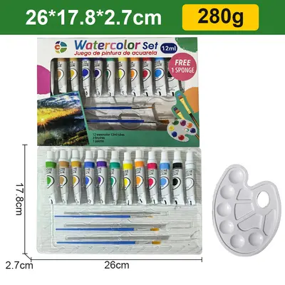 Akrilik boya toptan set 12 ml su geçirmez acemi çocuk boyama 12/18/24/36 renk yağlıboya - 10