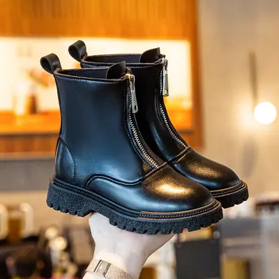 Kinderstiefel aus Leder, weiche rutschfeste Sohle, Frühling und Herbst