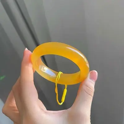 Doğal Huanglong Jade bilezik, altın tel, yarı dağ yarı su - 4