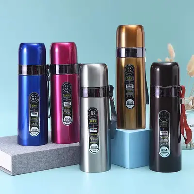 304 Paslanmaz Çelik Mermi Başlıklı Termos Kupa 500 ml Askılı - 4
