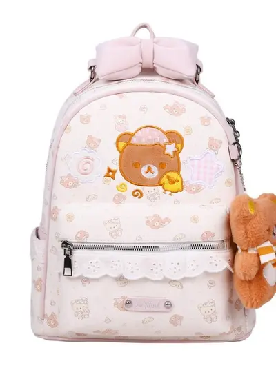 Women's Bear Design Bow Backpack 2026, Preppy Style for Students - 5