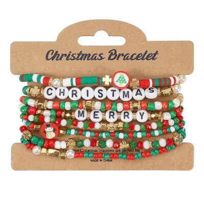 Christmas Snowman and Old Man Bell Bead Bracelet - 9