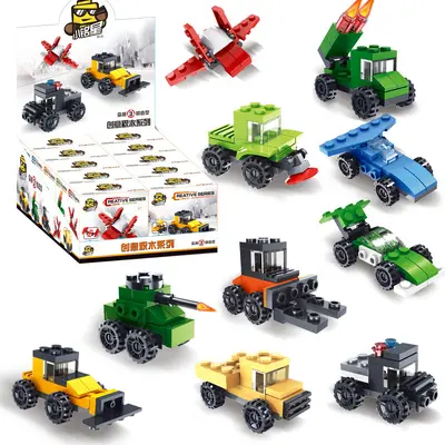 Children's Building Block Car Set, Fire Engine and Police Car - 3