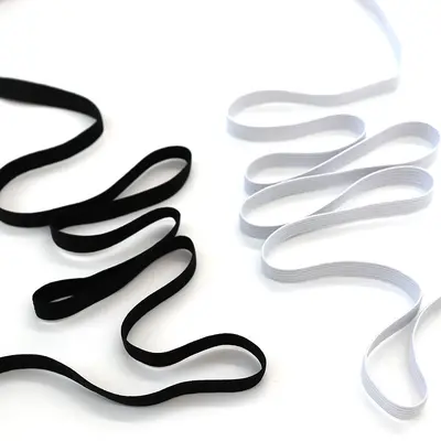 Dar yassı elastik şerit, siyah beyaz, 0,3 cm - 1 cm - 5