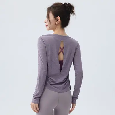 Gevşek Yoga Pelerin Kadın Spor Üstü, Nefes Alabilir Pilates ve Fitness Kıyafeti