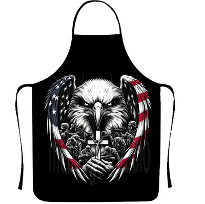 Independence Day Printed Waterproof Kitchen Apron with Neck Tie