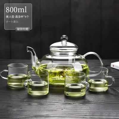 High Borosilicate Glass Teapot Set, Open Flame Safe, With Filter - 12
