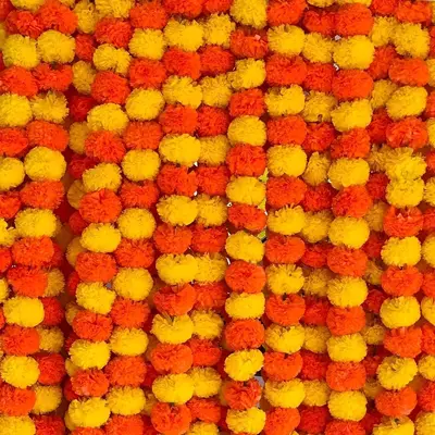 Tagetes Çiçek Çelengi, Diwali Düğün Dekorasyonu, Plastik - 10