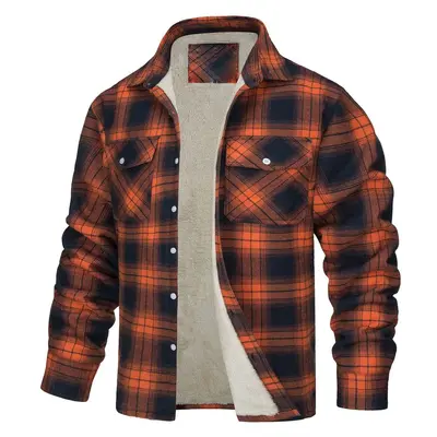 Herrenjacke mit Fleecefutter, Karomuster, lockere Passform