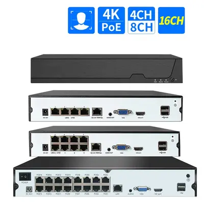 Xiongmai 4 kanallı POE NVR ağ video kaydedici, 8MP - 2