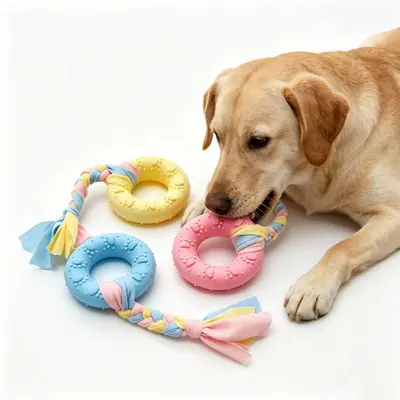TPR Donut Chew Toy for Dogs, Teething and Dental Cleaning - 5