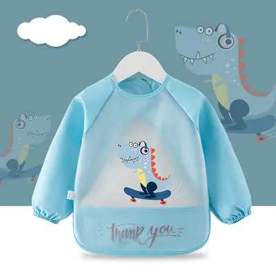 Baby Feeding Bib, Waterproof, with Pocket, Long-Sleeve, for Girls and Boys - 7