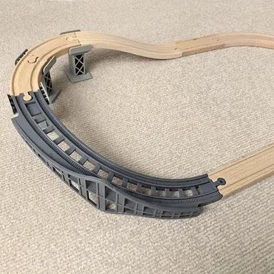 Wooden Train Set Accessories, Curved Track Pieces - 3