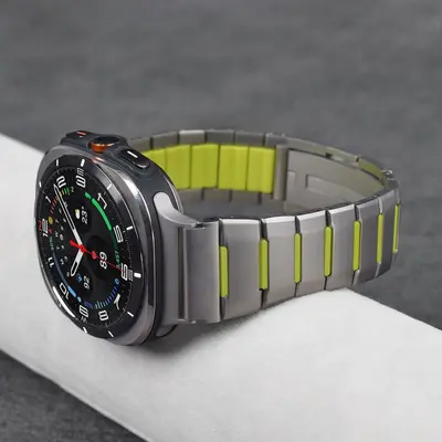 Samsung Galaxy Watch8 Compatible 47mm Rubber and Stainless Steel Watch Strap