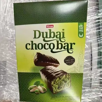 Dubai Chocolate Bar with Pistachio Filling, Boxed, Made in Turkey