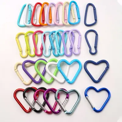 Heart-Shaped Metal Carabiner Hook, Colorful Spring Bag Charm