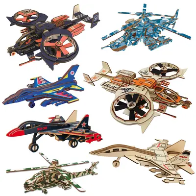Çocuklar İçin Ahşap 3D Puzzle Uçak Modeli Yapı Blokları Erkek Çocuk Oyuncağı