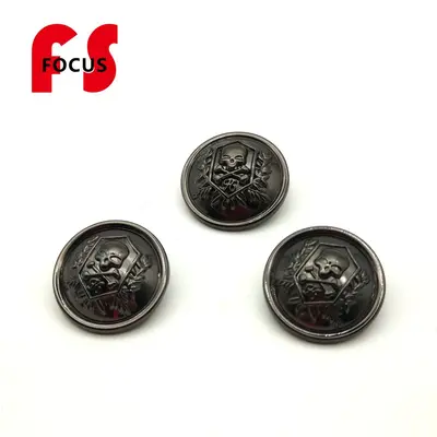 Metal Skull Buttons, Zinc Alloy, Hand-Stitched
