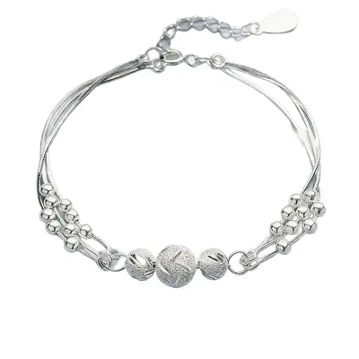 Silver-plated bracelet, women's, lucky bead design - 5