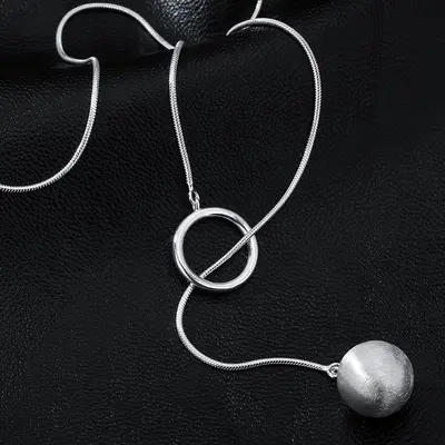 Perlenkette S925 Sterlingsilber verlängerbar Pullover Kette - 10