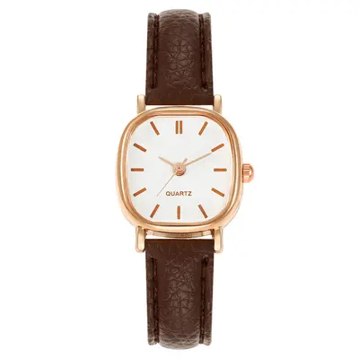 Hersteller von quadratischen Grenzüberschreitungs-Armbanduhren, minimalistisches individuelles Vintage-Quarzwerk, Ledergurt, Damen-Armbanduhr, Damen-Großhandel