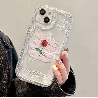 iPhone 17 Pro şeffaf telefon kılıfı, Apple 16 Pro Max, sınır ötesi 15 kız, 14/13 uyumlu pigmentli gül desenli. - 4