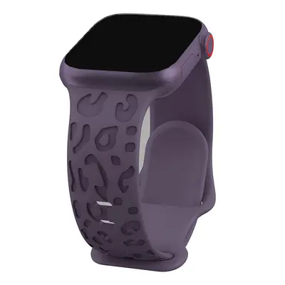 Apple Watch S11 ile uyumlu silikon kordon, leopar desenli