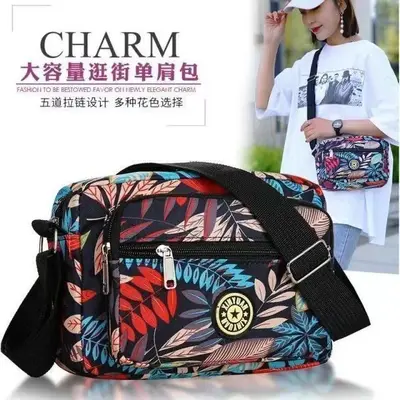 Oxford Cloth Women's Crossbody Bag, Floral Pattern, Middle-Aged Style