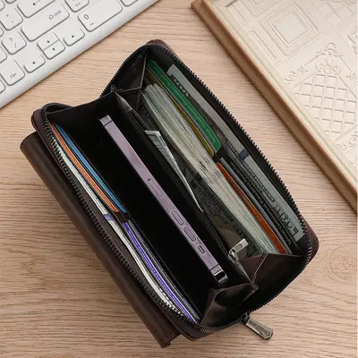 Men's Long Wallet, Casual, Large Capacity, Phone Compartment - 4