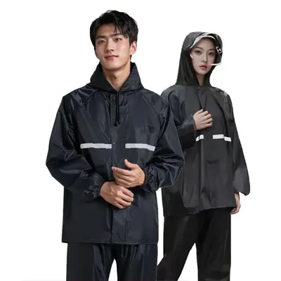 Two-piece reflective waterproof delivery raincoat
