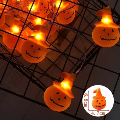 LED Halloween Light String with Pumpkin and Ghost Decor, Party Decoration - 10