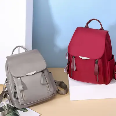 Korean-Japanese Style Casual Minimalist Nylon Women's Backpack - 2