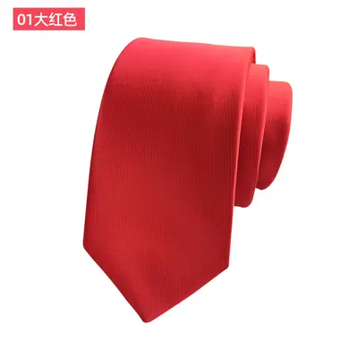 Men's Narrow Solid Color Tie, 6cm, Korean Style, Formal and Wedding - 7