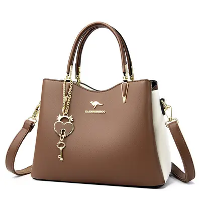 Genuine Leather Women's Shoulder Bag, Large Capacity Cowhide Handbag, Crossbody Strap - 7