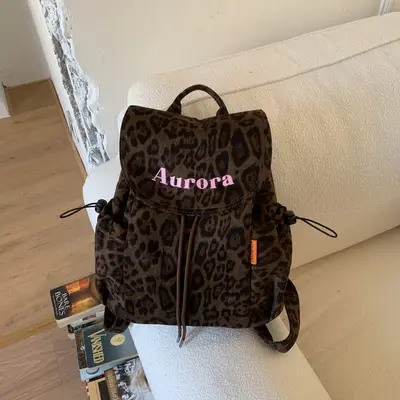 Leopard Print Women's Backpack, Large Capacity Lightweight Schoolbag - 7