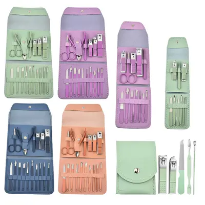 16-Piece Colorful Foldable Manicure Set with Nail Scissors
