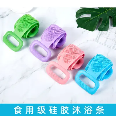 Sırt ovma için silikon banyo havlusu, sırt ovma için uzun şerit banyo aleti, erkekler ve kadınlar için güçlü çift taraflı peeling havlusu. - 5