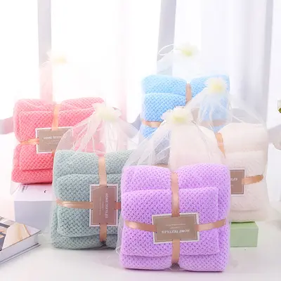 Coral Fleece Towel Set Thickened Highly Absorbent