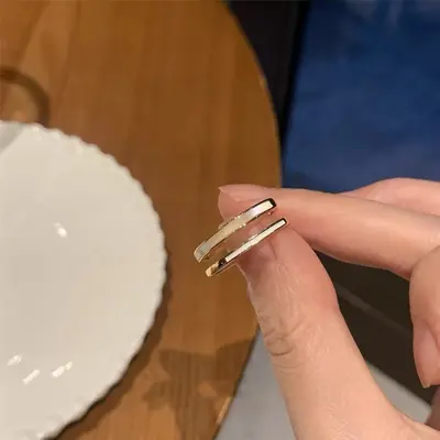 Çift katmanlı damla sırlı açık yüzük kadın