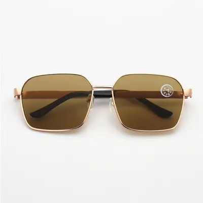 Large Square Sunglasses, Crystal Flat Lens, Full Metal Frame - 13
