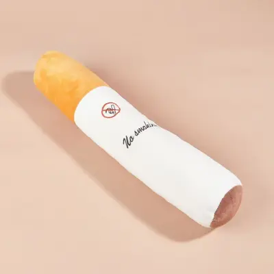 Cigarette-Shaped Plush Dog Toy with Squeaker, Stress-Relief Pillow - 4