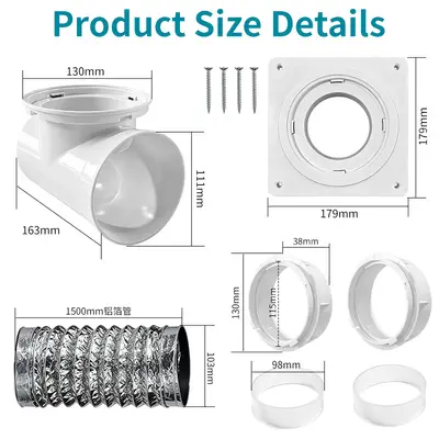 90-Degree Dryer Vent Duct Connector with Detachable Outdoor Cover - 8