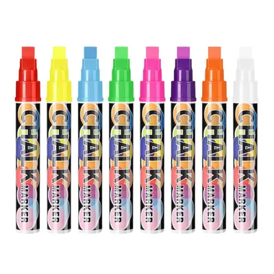 8-Colour Liquid Chalk Markers, 10 mm, Erasable, for LED Writing Boards and Glass
