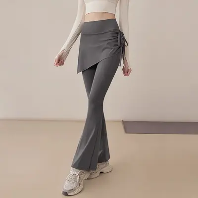 Kadın sahte iki parçalı yoga çan paça pantolon, yüksek bel, blickdicht - 8