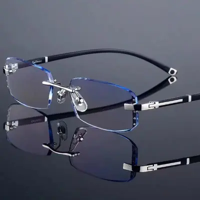 Retro-Lesebrille randlos, Diamantschliff, Blaulichtfilter - 7