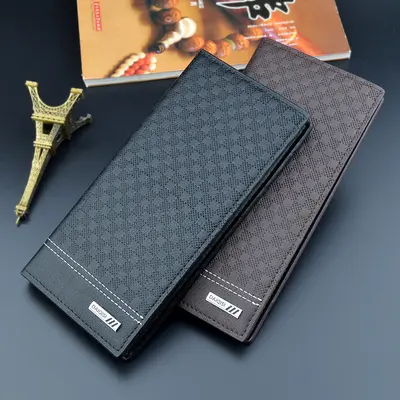 Men's Long Wallet, Slim Vertical Design, Soft Leather, Multi-Card - 3
