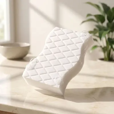 Diamond Pattern Nano Sponge for Tea Stain Removal and Cup Cleaning, White Block
