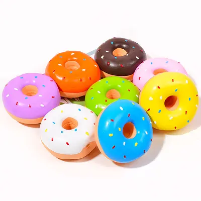 Latex Donut Dog Toy, Squeaky, Multicolor, Realistic Design