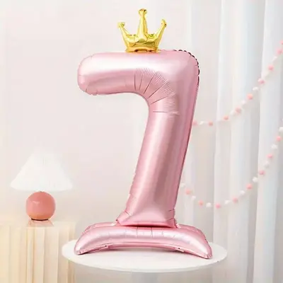 32 inch Rose Gold Crown Number Foil Balloon for Birthday Parties - 13