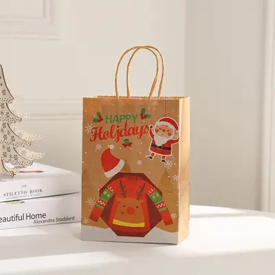 Christmas Party Gift Tote Bag, Santa Claus Gift Wrapping Bag